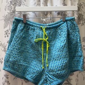 Free People Blue and Green Women Shorts